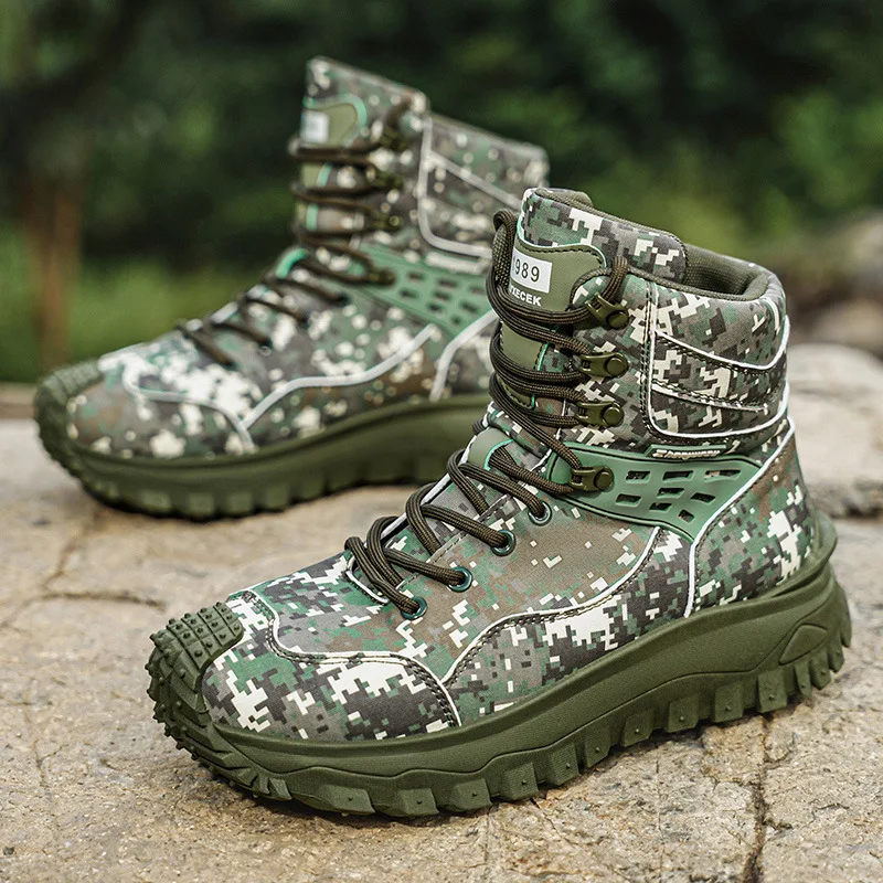 Men's High Top Wear-Resistant Hiking Boots Outdoor Functional Off-Road Shoes Breathable Comfortable Sports Footwear