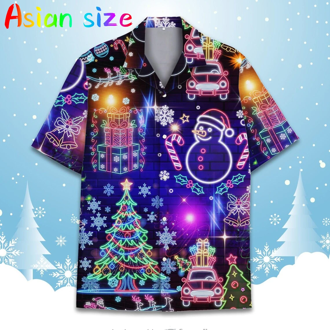 

Christmas Funny Santa Claus Graphic Casual Shirt Men Holiday Fashion Fake Neon Light 3D Print Fashion Shirts Y2k Unisex Clothing