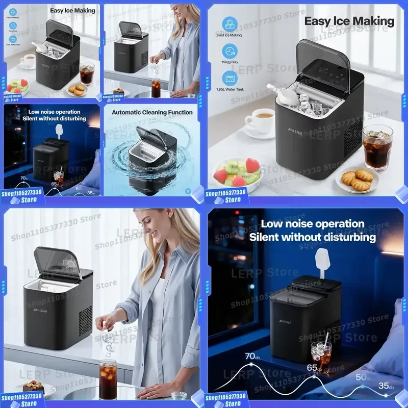 Portable Mini Electric Ice Maker 16 Square Cubes Plastic Housing for Home Use