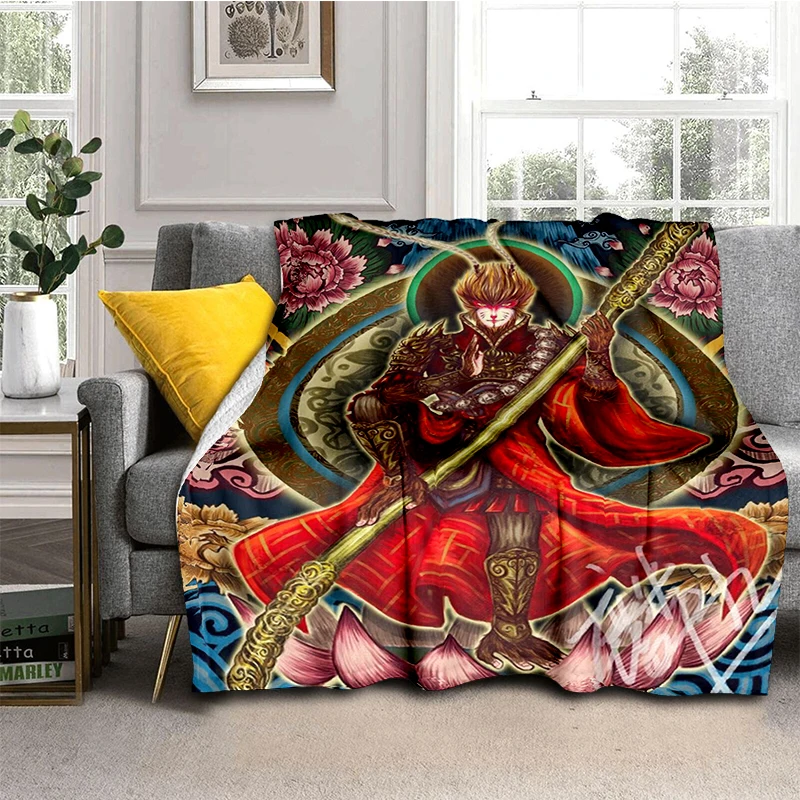 Fantasy The Monkey King Cartoon Blanket Warm Flannel Throw Blanket Bedspread for Bed Sofa Picnic Christmas Birthday Boys Gifts