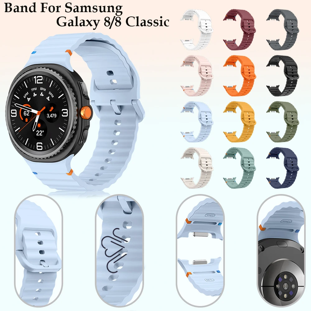 2PC Band for Samsung Galaxy Watch 8 Original Official Silicone Strap Men Women Replace Wristaband for Galaxy Watch 8/8 Classic