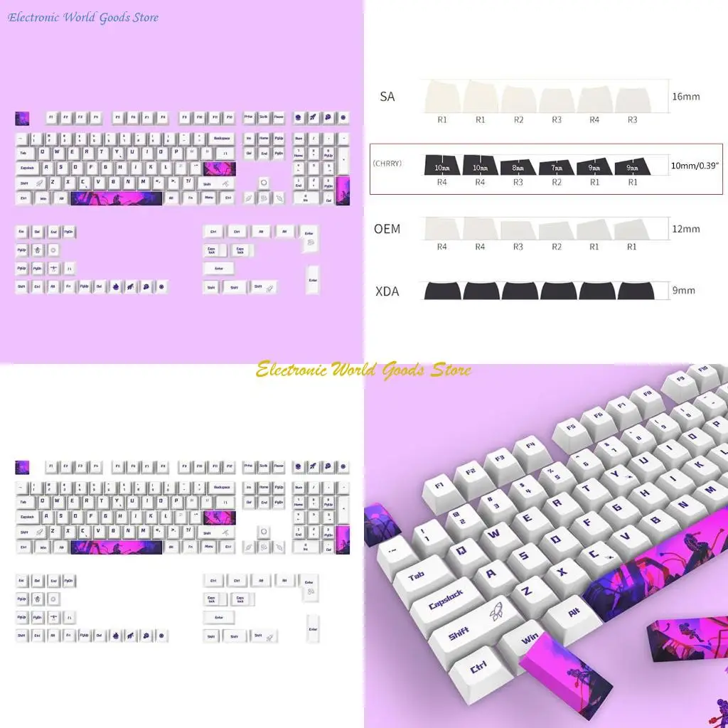 

A3PD Cherry Height Keycaps for 108-Key 5-Side Dye Sublimation PBT Mechanical Keyboard Keycap Fit For 61 64 84 87 96 98 Keypad