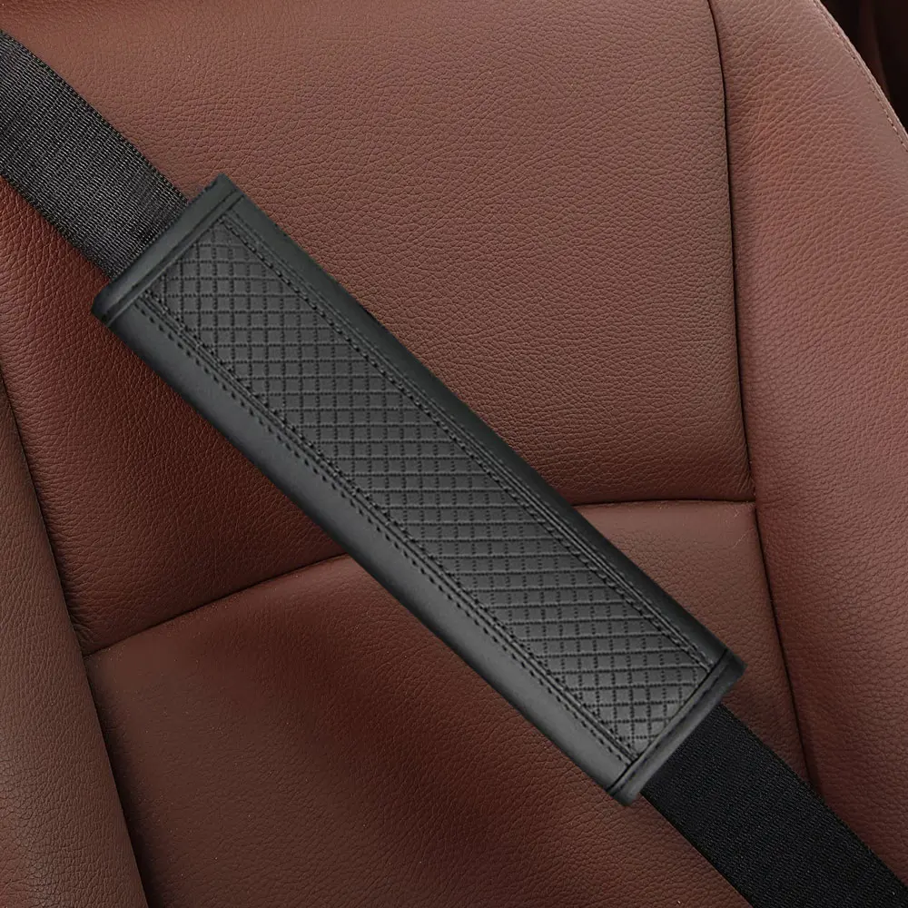 Red Black Blue Beige Grey Winered Universal Car Accessories Seat Belt Pu Leather Safety Shoulder Cover Breathable Protection