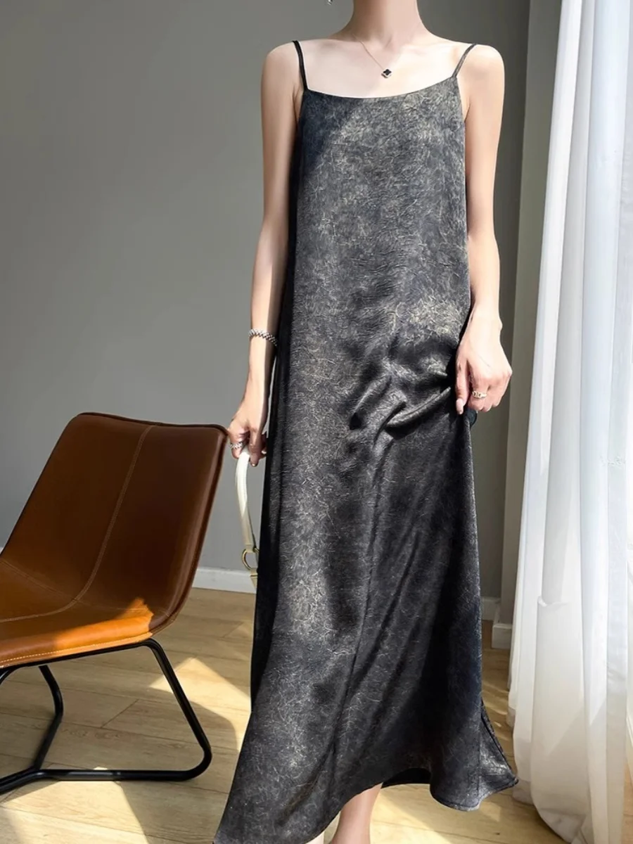 الراقية قزحي الألوان الرمال الحمضية الساتان طويل الدكتور المرأة قابل للتعديل نمط Cra Xiangyun الحرير الصينية الجديدة Sle قطعة واحدة D... #4