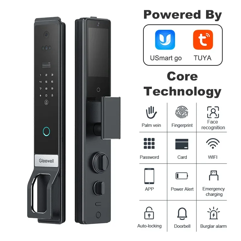 All Purpose Palmader Biometrische Gezichtsherkenning Camera Video Intercom Vingerafdruk Smart Lock U Smart Go Tuya Smart Deurslot