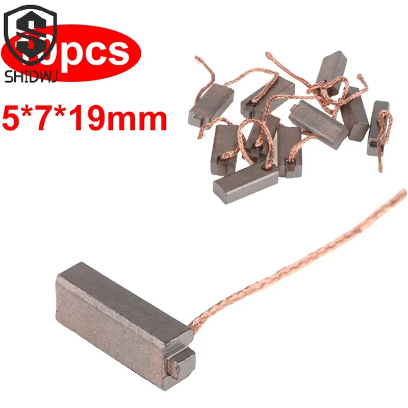 10Pcs Electric Generator Carbon Brushes Car Alternator Power Tool Car Regulator (5*7*19mm/4*8*18/6*9*14/5*8*15/6.3*8*14mm)