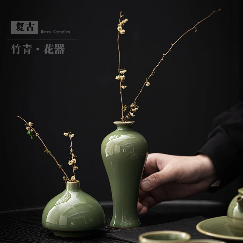 

Simple and creative elegant ceramic vase decoration dry flower arrangement Chinese living room table top soft home decoration