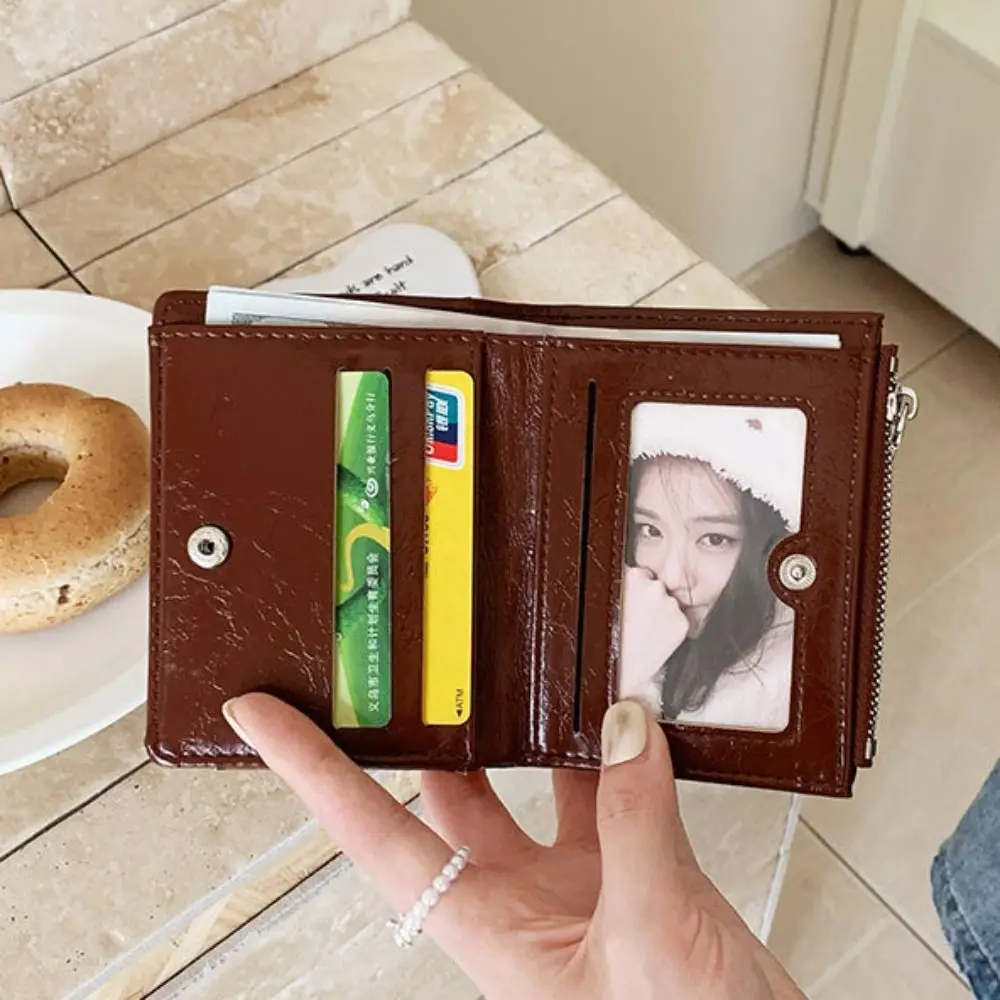 Fashion Design Elegant Women Short Wallet Short Clutch Ultra Thin PU Leather Card Holder Zipper Multi-function Coin Pouch Women