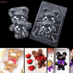 Handmade 3D Bear Mold para Chocolate Bomb Bolo, resina epóxi, Jelly Dome, Mousse, tamanho grande, Silicone quebrável, 3pcs