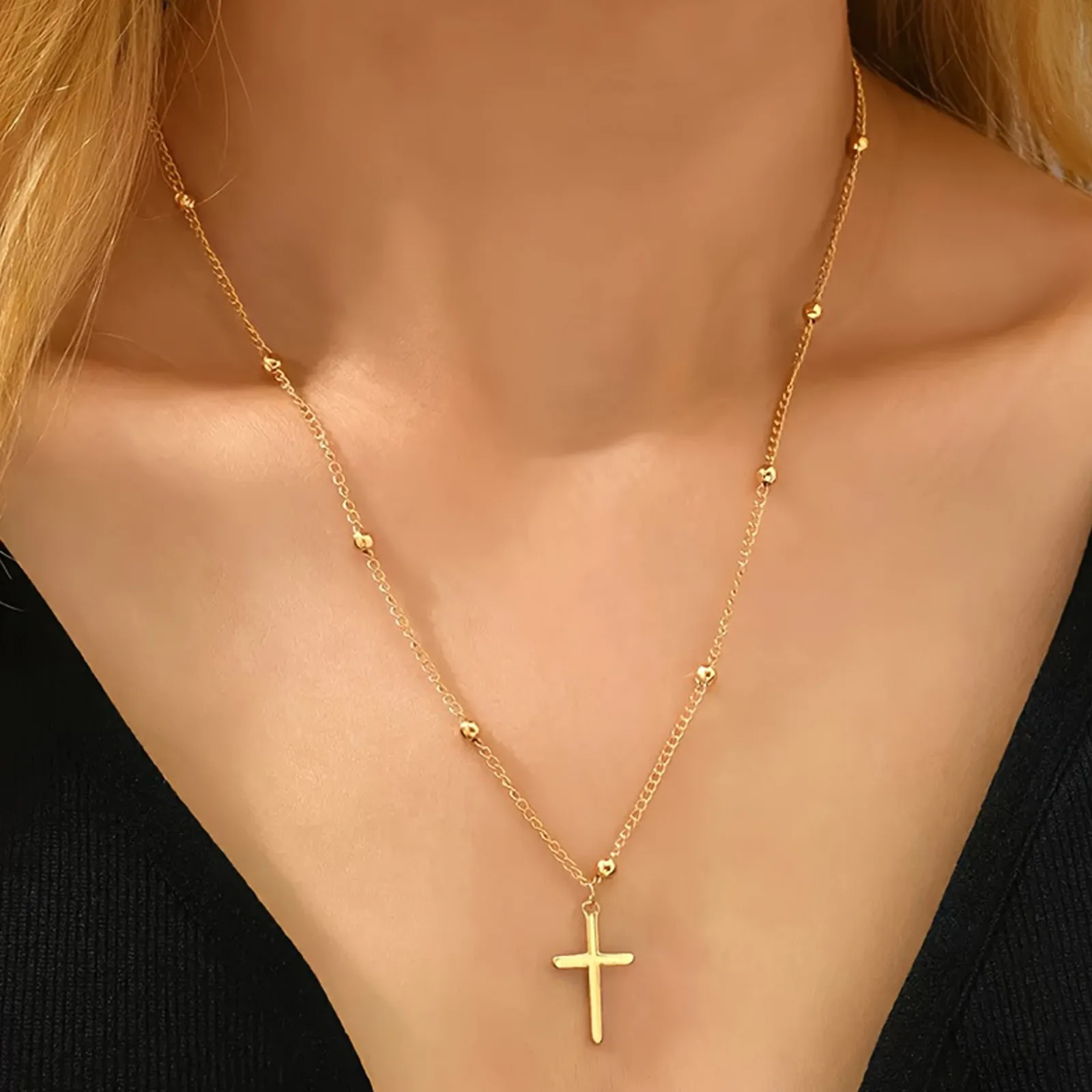 قلادة الصليب الذهبي 316 الفولاذ المقاوم للصدأ هيبوالرجينيك دائم المرأة المجوهرات هدية