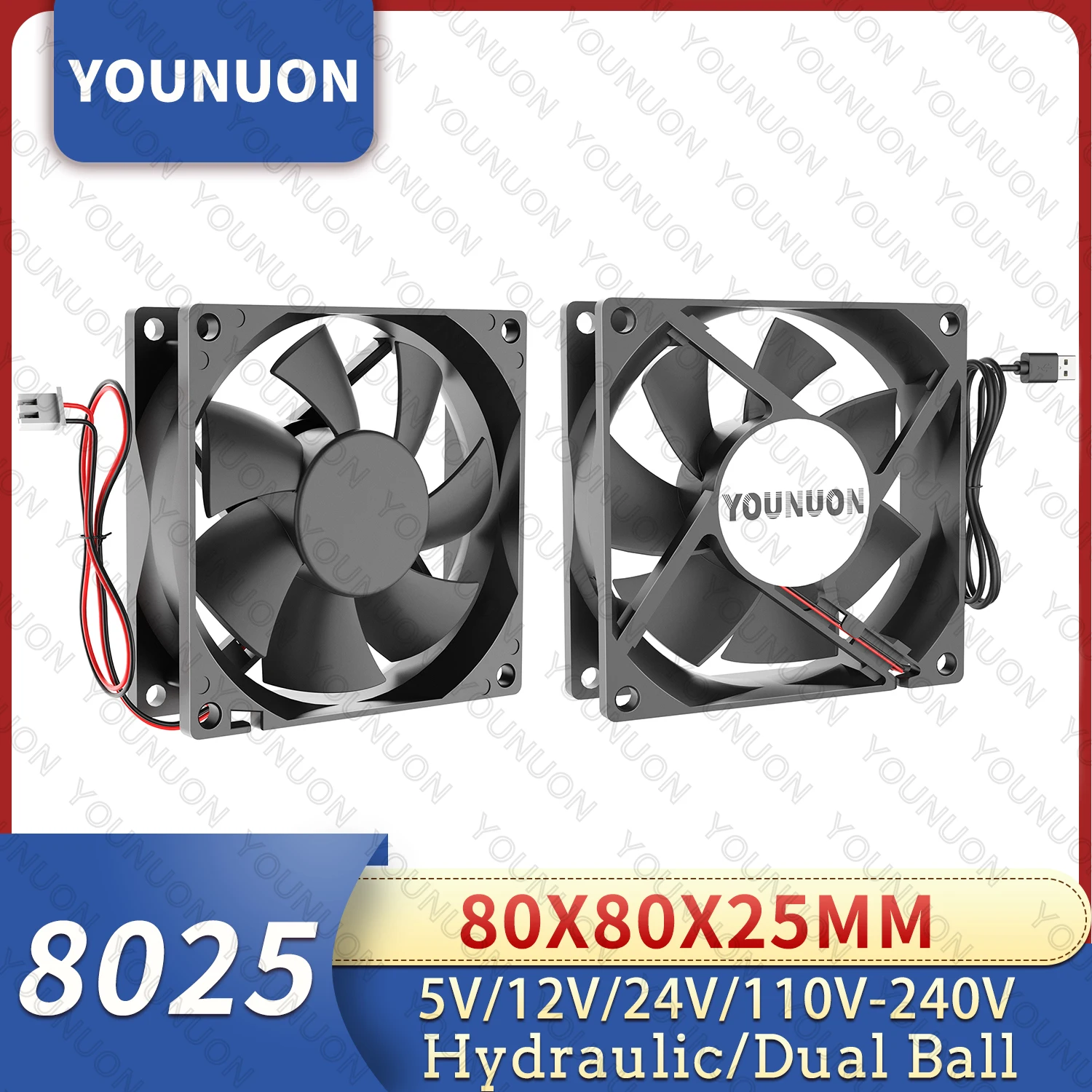 2PCS 5500RPM 80mm 8cm 8025 Fan 5V 12V 24V 80mm*80mm*25mm Fan 2800RPM DC Brushless Cooling Fan 80x80x25mm PC Computer Case Cooler