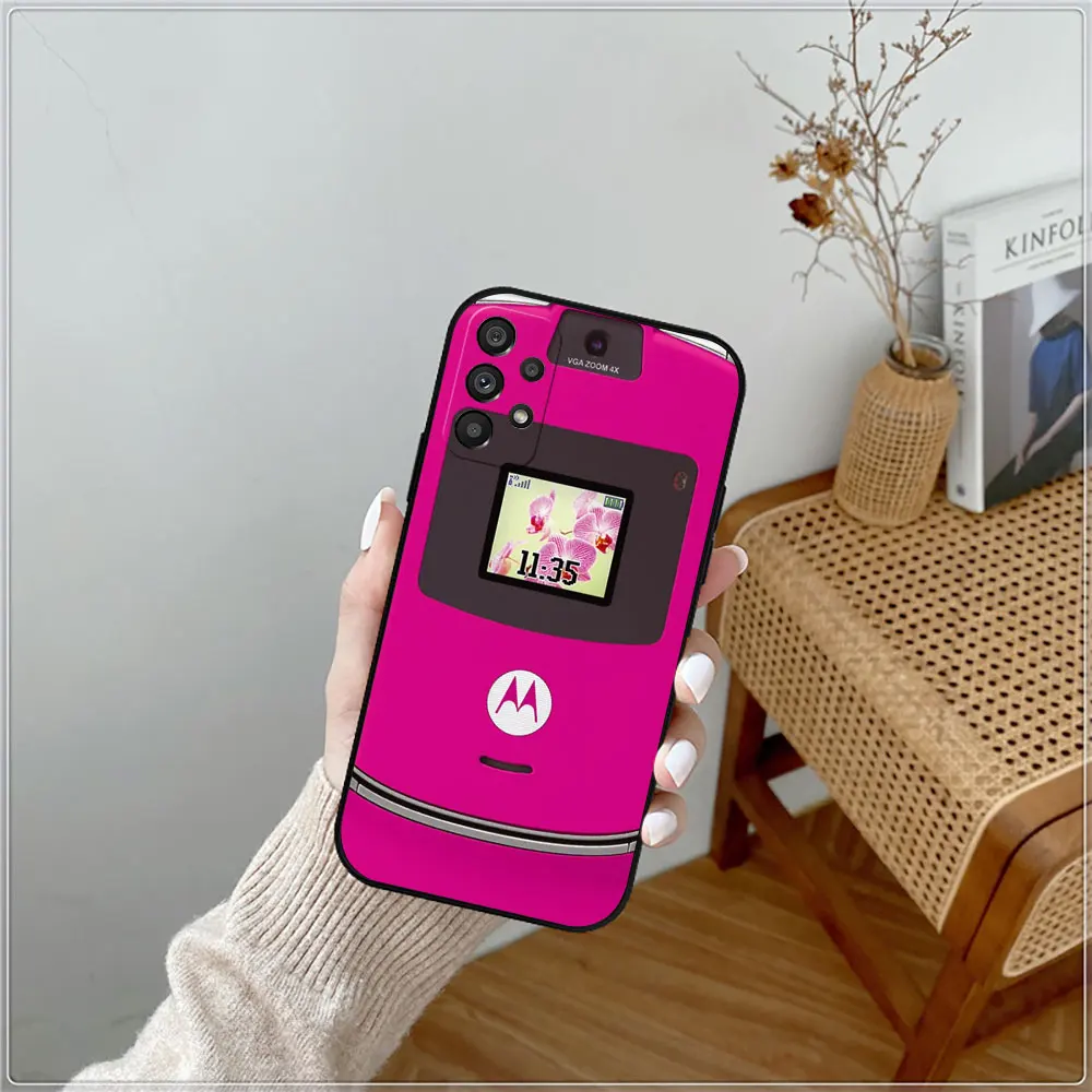 Motorola Razr Pink Phone Case For Samsung Galaxy A52 A54 A53 A55 A51 A50 A72 A71 A73 A90 A80 A42 A35 A34 A33 A32 A31 4G 5G Cover