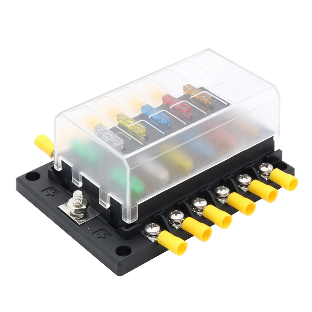 

Fuse Box 12 Ways LED Warning Indicator Damp-Proof Cover Screw Terminal Car Audio Mini Fuse Holder Circuit Protection