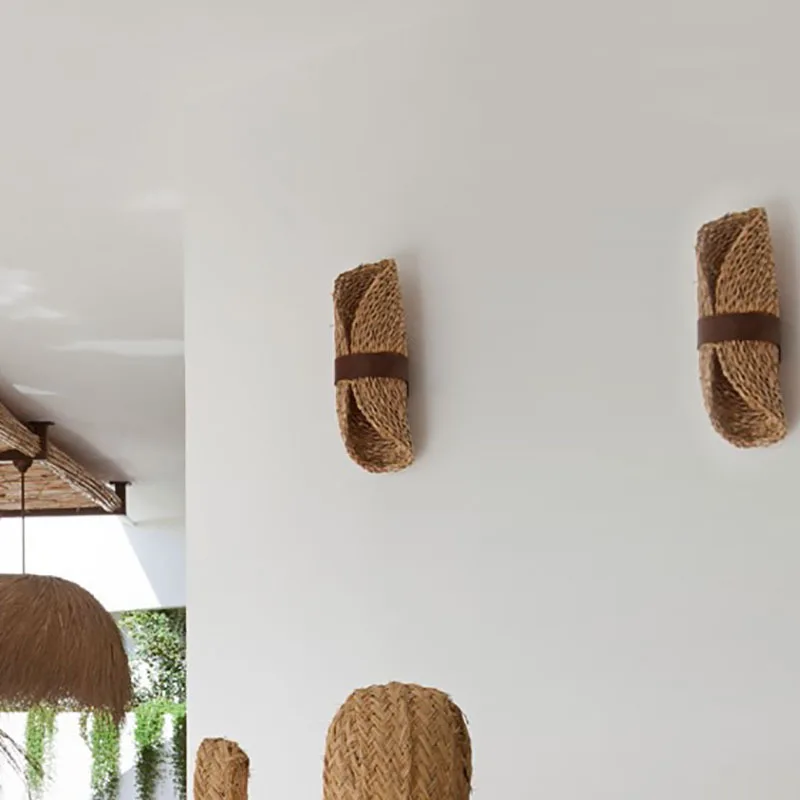 Applique Vintage wabi sable vent japonais chambre lampe de chevet idyllique design rotin applique décorative