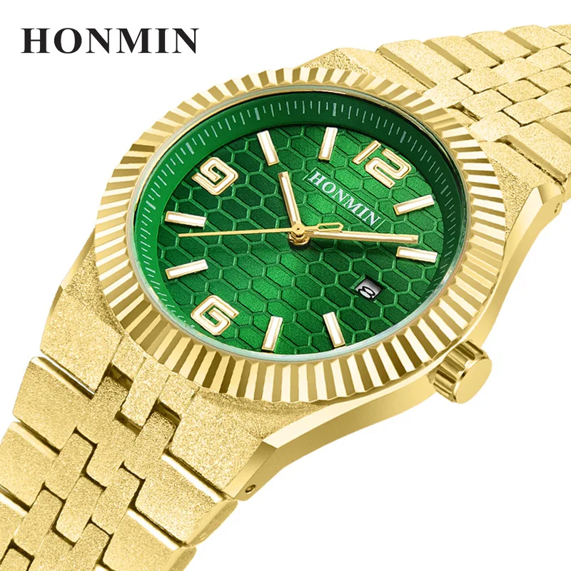 Brand Luxury Men's Watch Waterproof Luminous Calendar Quartz Watch Fashion Frost Gold Steel Belt Men's Watch Hot Sale