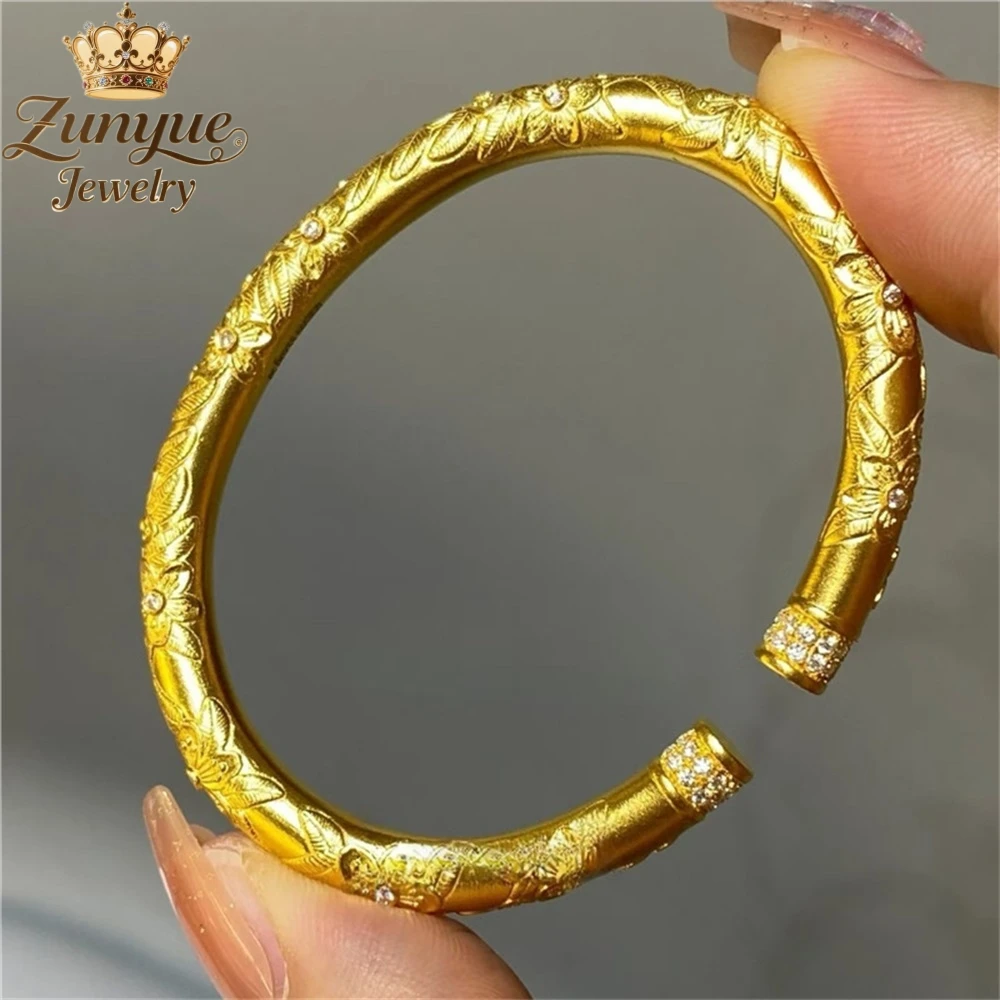 

High-End Sand Gold Cherry Blossom Bracelet Luxury Quality Jewelry Handicraft Fashion Jewelry Exquisite Charms Elegant Popular