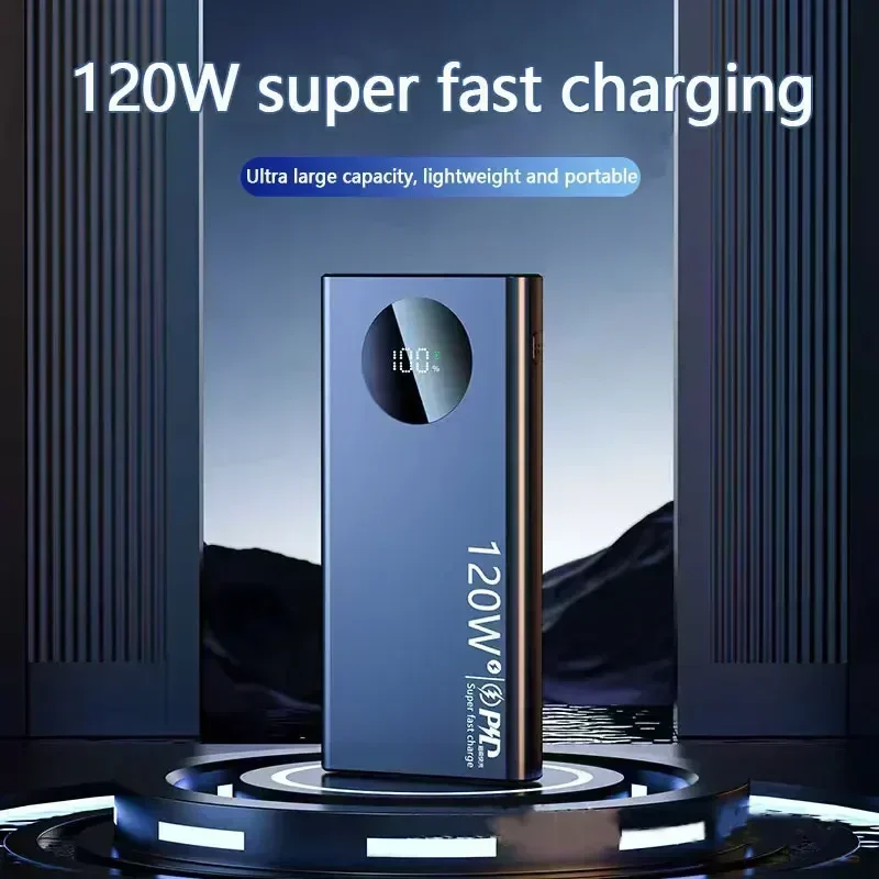 120w New Super Fast Charge 50000mAh Ultralarge Capacity Digital Display Mobile Power External Battery For Iphone Xiaomi Samsung