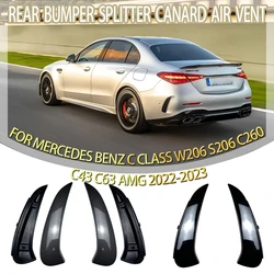 Car Rear Bumper Splitter Spoiler Canard Air Vent Splitter Lip For Mercedes Benz C Class W206 S206 C260 C43 C63 AMG 2022 2023