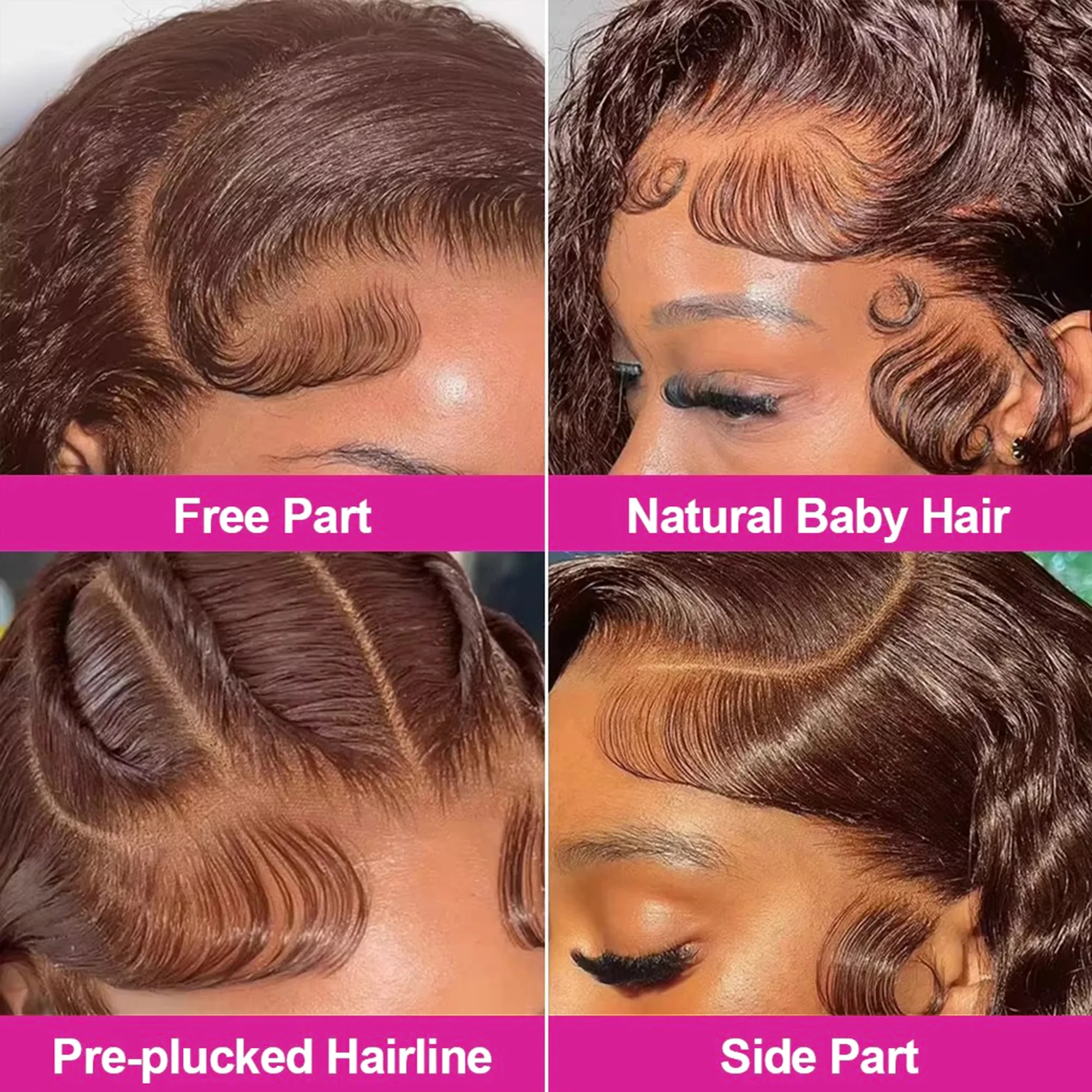 13x4 Brown Curly Hair Short Wigs Deep Wave 200Density Chocolate HD Lace Bob Wig Pre Plucked Human Hair 100%  For Women image 2