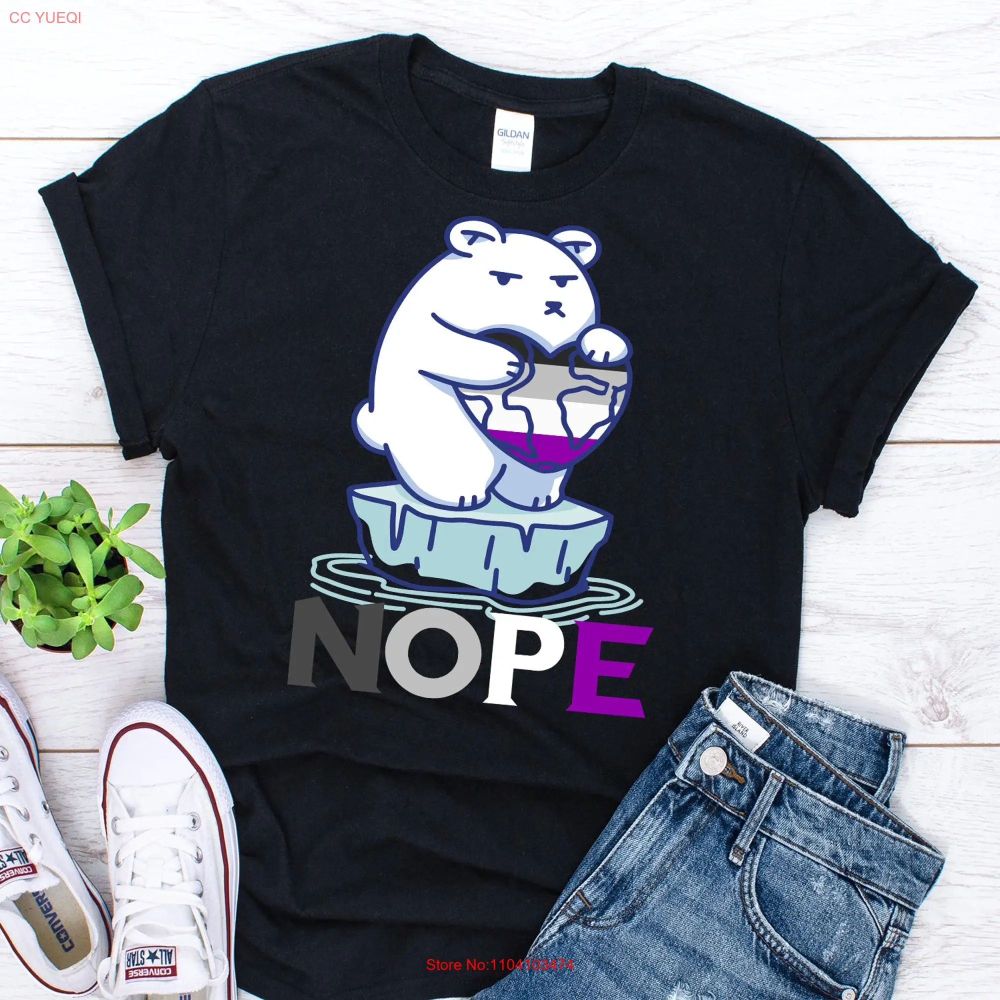 Asexual Flag T Shirt Lgbtq Funny Ace Pride Asexuality Ice Bear long or short sleeves