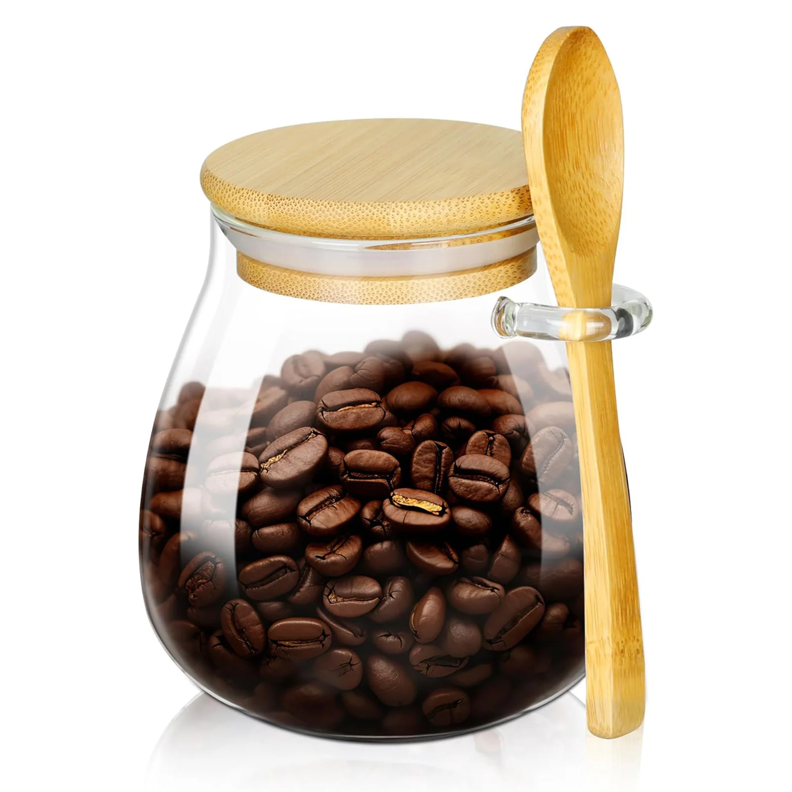 Sugar Container with Spoon Glass-Sealed Storage Jar with Spoon for Coffee Bean Spice Creamer view 5