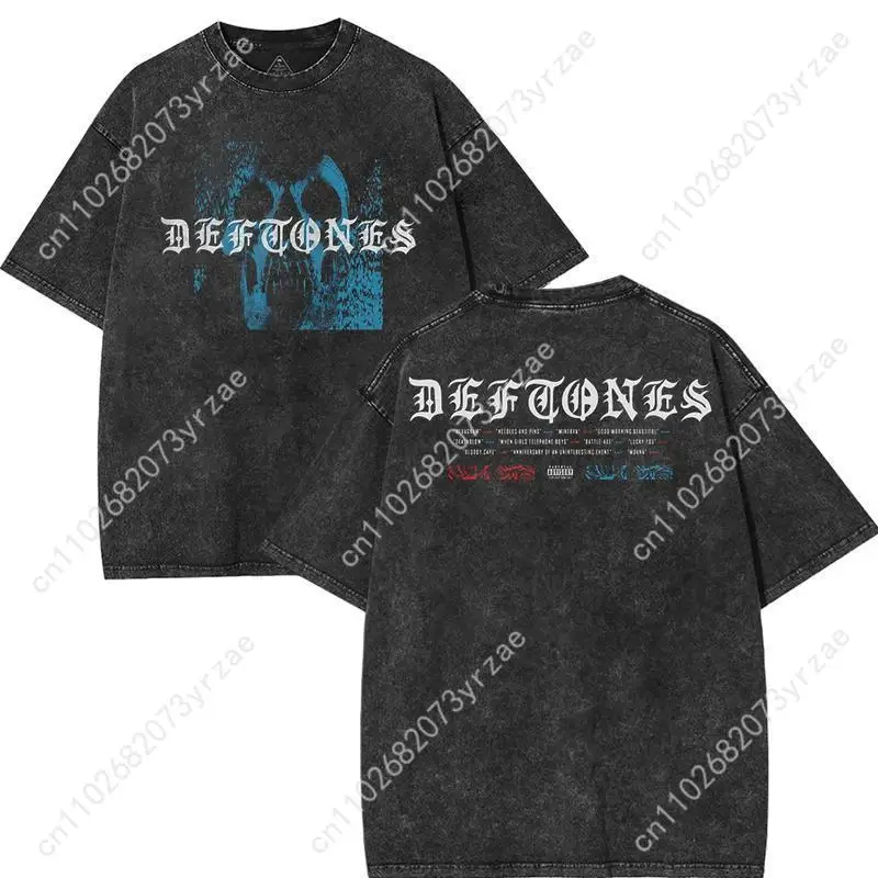 

Deftones Static Skull Retro Tshirt Man Woman High Quality Vintage T Shirt Cotton Short Sleeves Fashion Tee Soft Breathable Tops