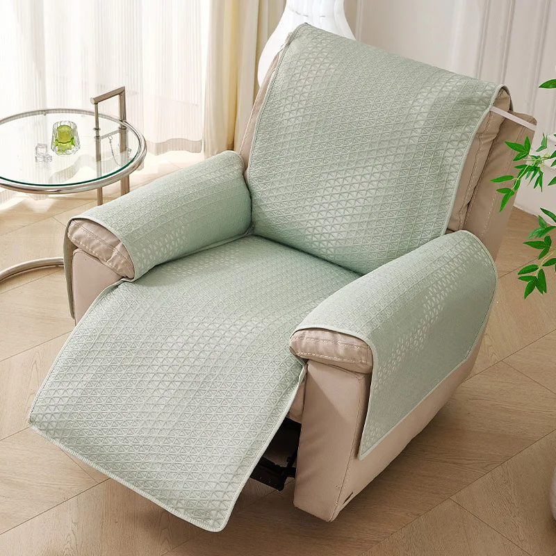 Summer Cool Knitted Fabric Sofa Pad Chivas Recliner Solid Color Single Seat Lounge Chair Cover Office Armchair Dust Protector
