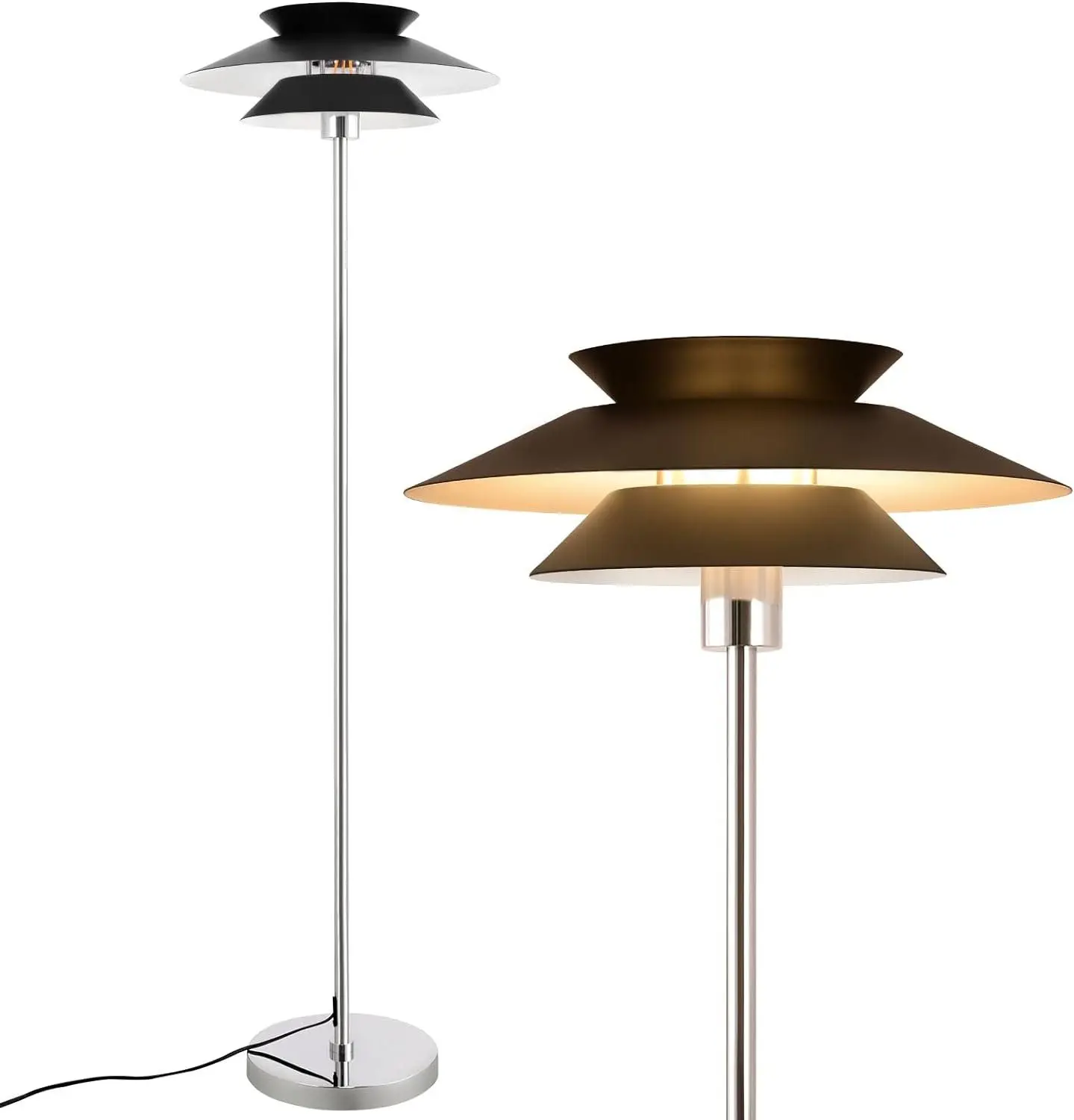 Stehlampe in Form eines fliegenden Untertassen, E27-Fassung (Leuchtmittel nicht enthalten), Fußschalter zum Ein- und Ausschalten, ideal für Wohnzimmer, Arbeitszimmer oder Schlafzimmer.