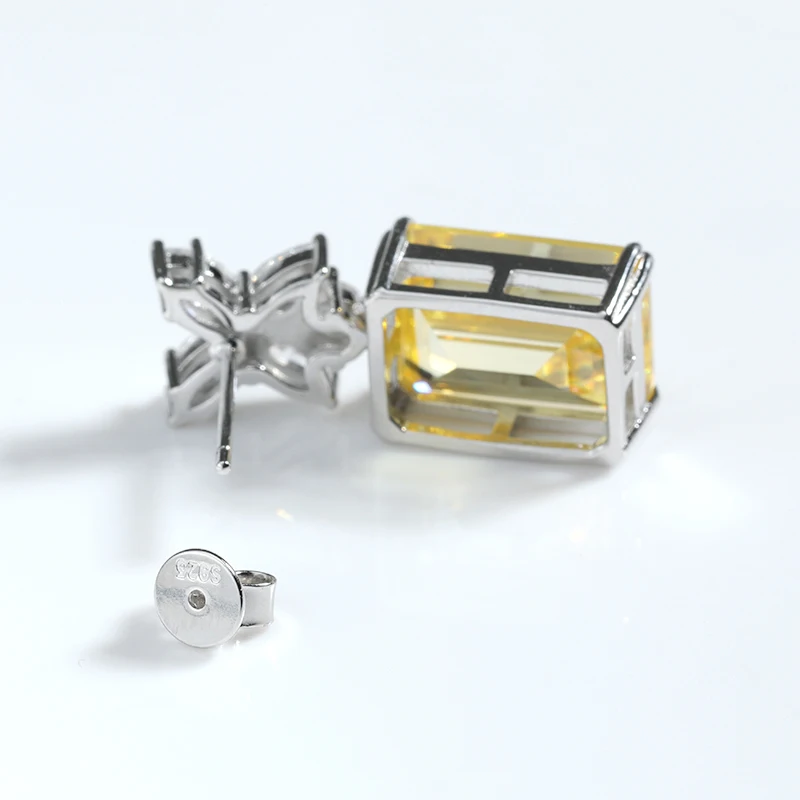 OEVAS Vintage 100% 925 Sterling Silver Emerald Cut High Carbon Diamond Gemstone Drop Dangle Earrings Fine Jewelry Wholesale