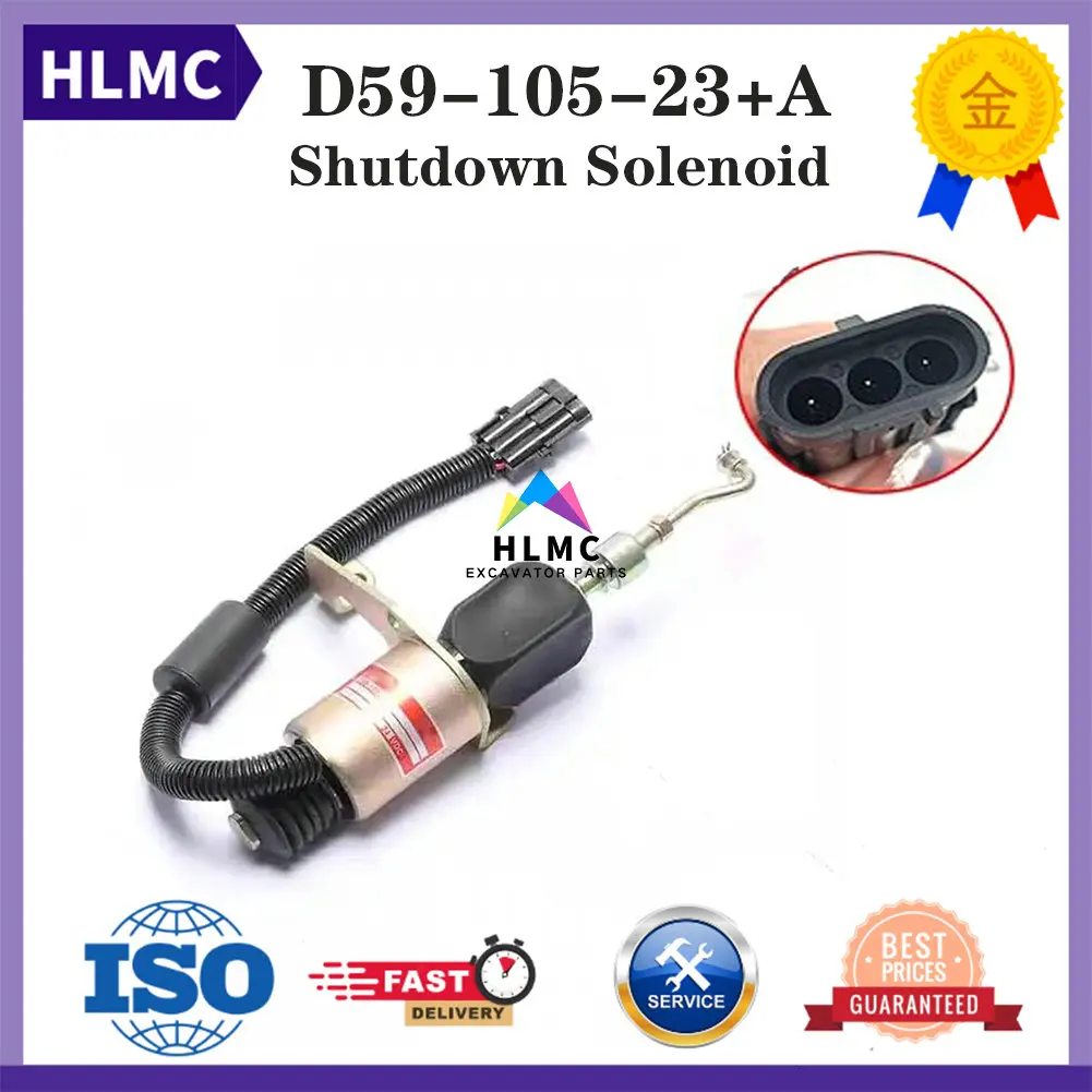 D59-105-22+A D6114 Diesel Engine Shutdown Solenoid Switch Fuel Stop Solenoid 4110000036010 For SDLG 936 933 938