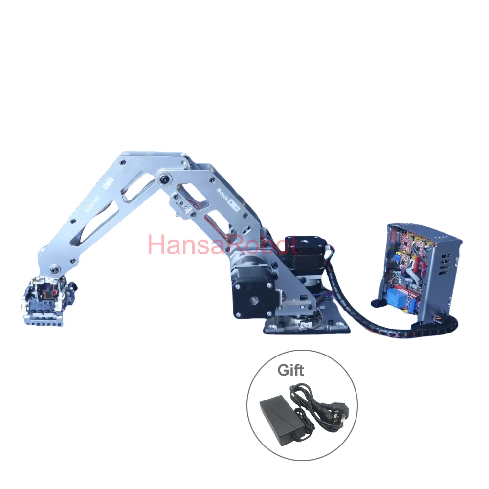 Arduino 3 DOF Metall-Roboterarm-Klauen-Set mit Schrittmotor-Saugpumpe, DIY-Manipulator, mechanischer Arm