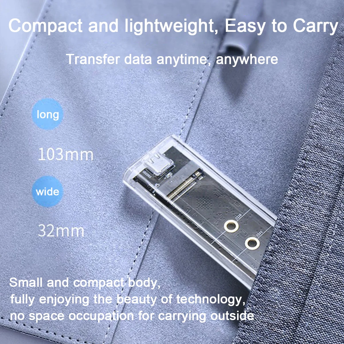 حاوية M.2 NVMe SSD شفافة، خارجية USB C خالية من الأدوات، مع أسلاك ومحولات USB من النوع C إلى USB، لأجهزة SSD 2230/2242/2260/2280 #6