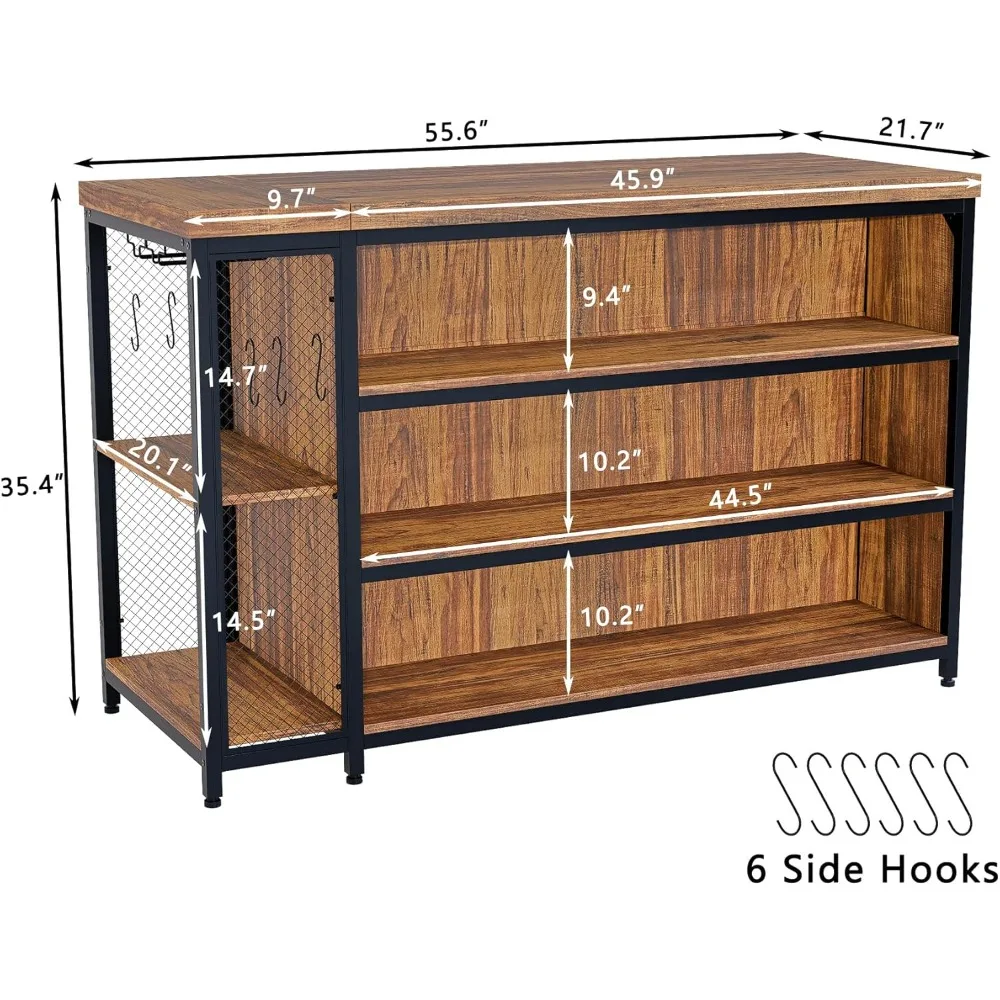 جزيرة مطبخ مقاس 55 بوصة مع أرفف مفتوحة للجلوس والتخزين مكونة من 5 طبقات، وخزانة بار القهوة مع سطح طاولة كبير جدًا، وغرفة واسعة الساق #2