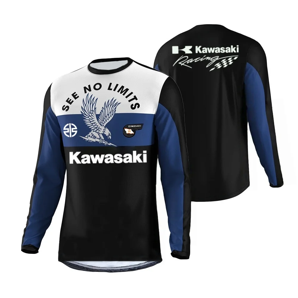 

Kawasaki Men's Long Sleeved T-shirt Breathable Cycling Shirt, Suitable for Mountain Biking, Running, and Hiking Quick Drying