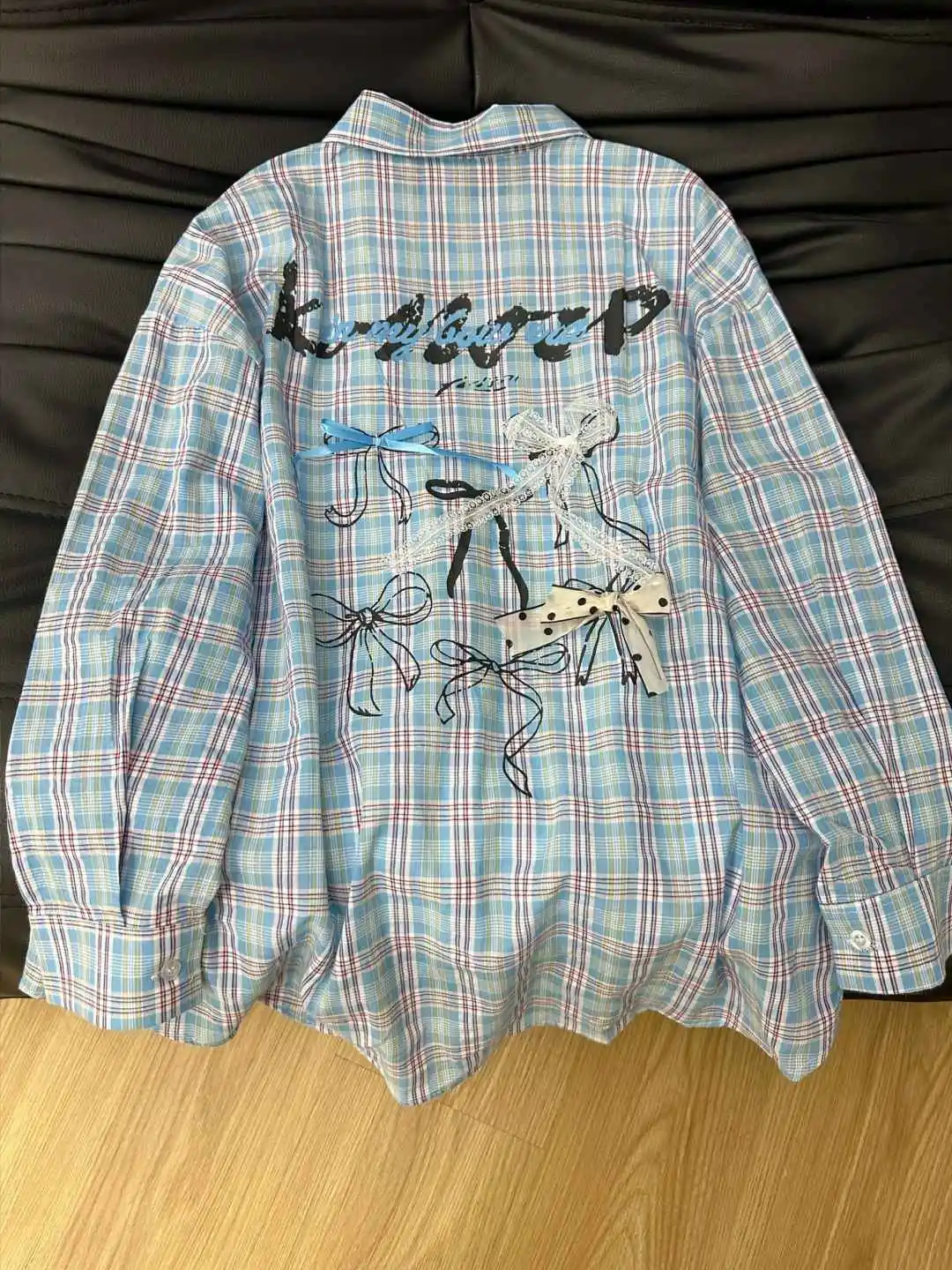 

Повседневная клетчатая рубашка в стиле ретро с объемным бантом в американском стиле для женщин, весенне-осенняя рубашка Y2K 209, топ с защитой от рулона