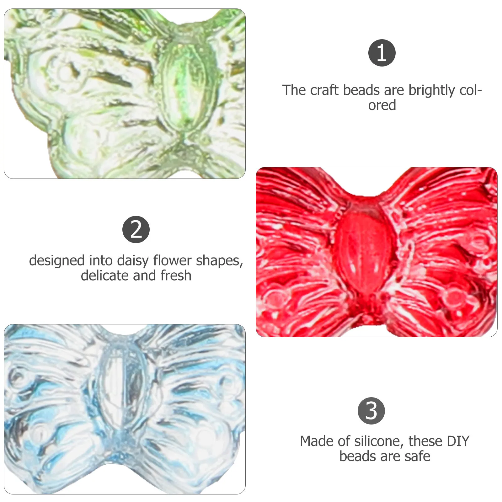 

100Pcs Jewelry Making Beads Butterfly Shaped Glass Loose Beads for DIY Necklace Bracelet Craft Decorative Accessories