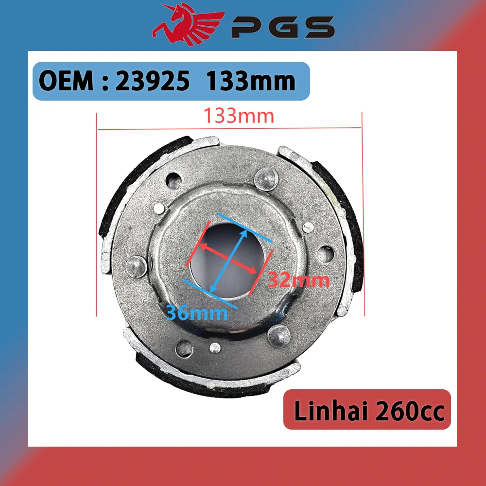 Almohadilla de embrague PGS 133MM para Linhai Bighorn 260 300 YP260 Yamaha Majesty 250 Worker Anniversary 23925 Benelli 250