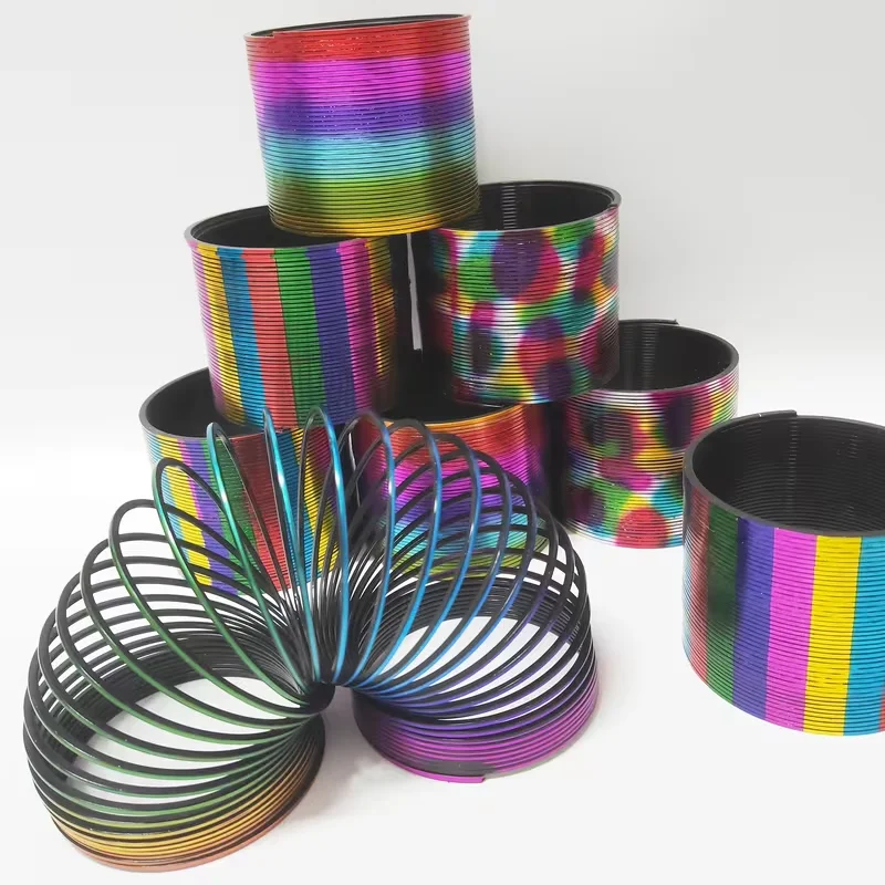 

3Pcs Gold Foil Laser Rainbow Springs Toys Plastic Retractable Coil Fidget Toys Stress Relief For Kids 3 Styles Mixed
