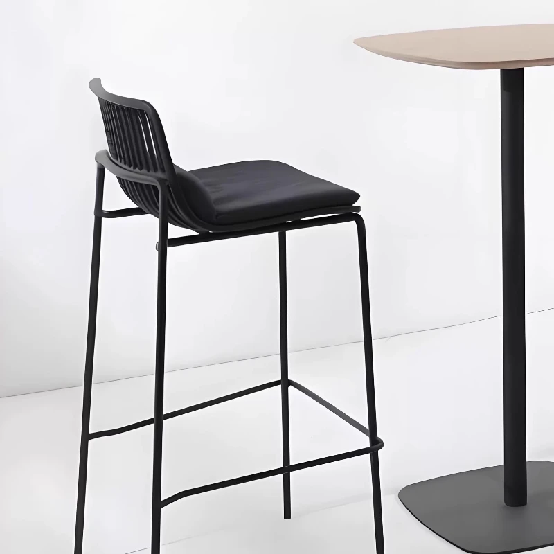 

Nordic designer outdoor bar chair simple island chair plastic wrought iron backrest high bar stool cafe bar chair