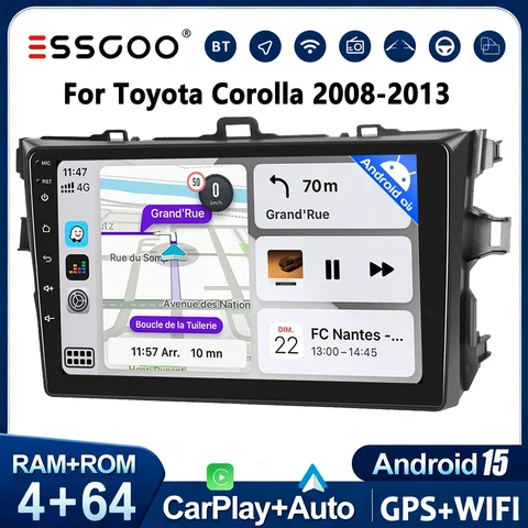 Android 15 Carplay Car radio Navigation Multimedia Player For Toyota Corolla 2006 2007 2008 2009 2010 2011 2012 2013 Auto Stereo
