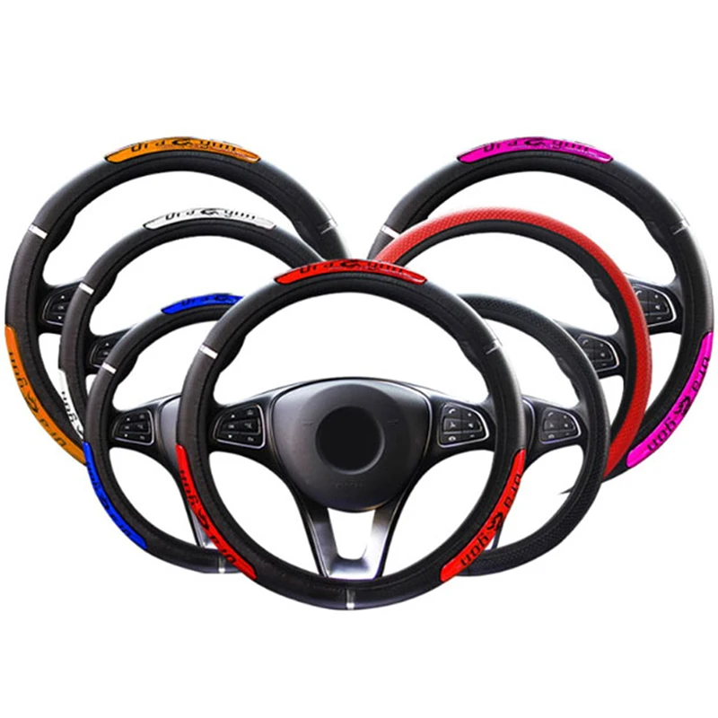 Dragon Design Car Steering Wheel Cover Steering Wheel Cover Reflective Style Pu Leather Steering-Wheel Car Accessories