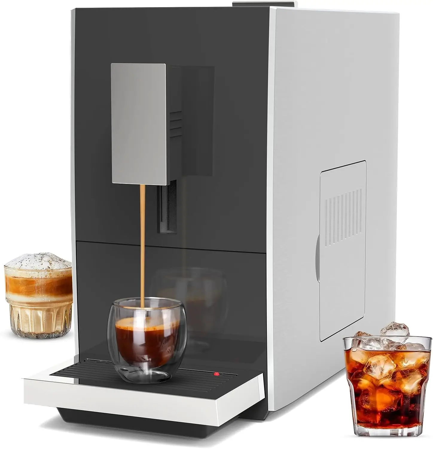 Mcilpoog-máquina de Espresso CM01-B, cafetera compacta con Molinillo, pantalla táctil, 5 sabores para el hogar y la Oficina