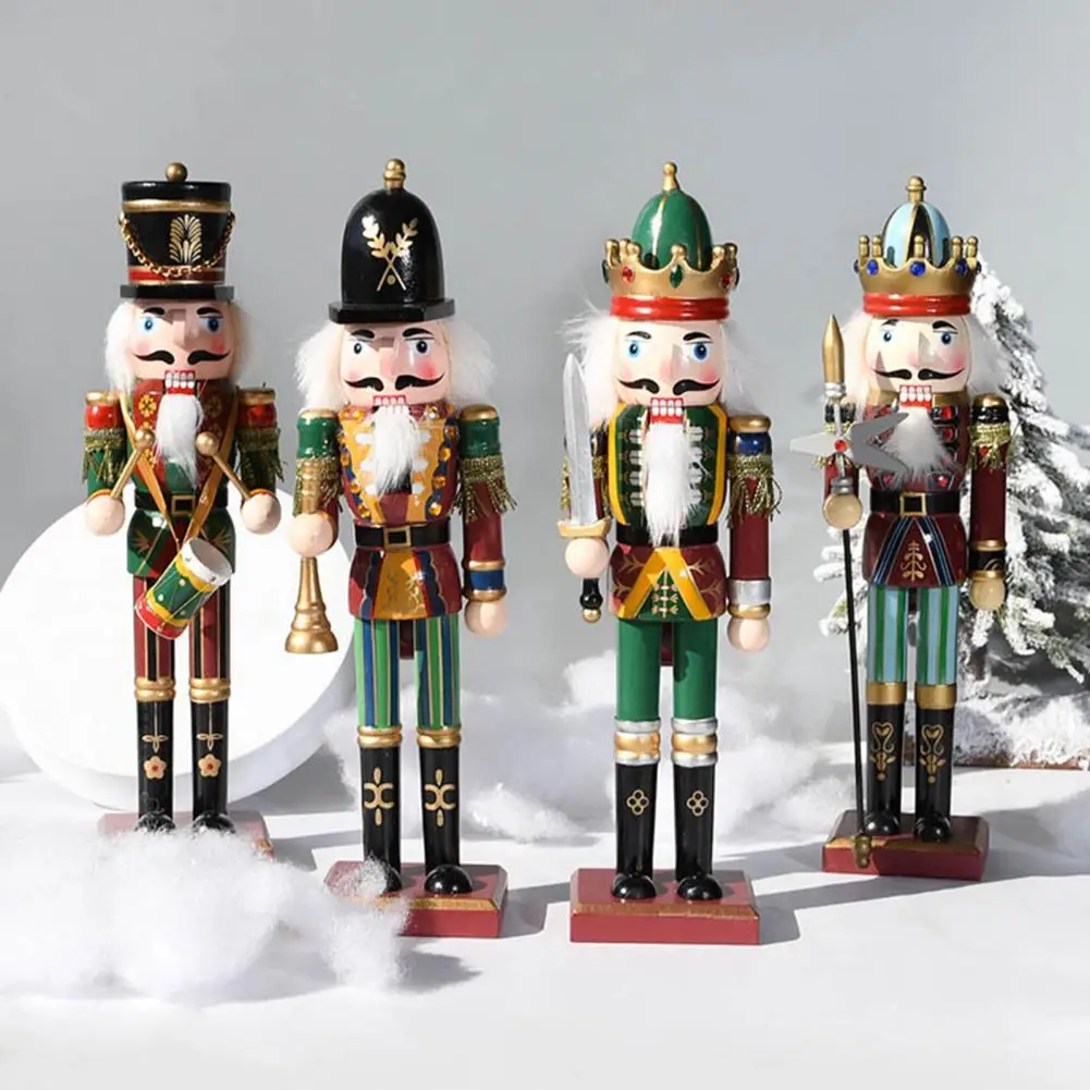 Wooden Soldier Nutcracker Handmade Christmas Nutcracker Ornament Wooden Puppet Soldier Figurine for Holiday Table Decor Desktop