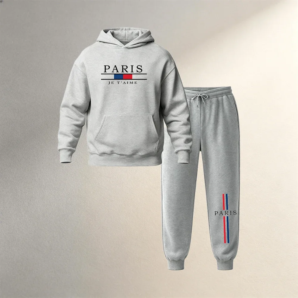 Men's Clothing Hoodies Sets 2 Pieces Autumn Winter Fashion Pullover Tracksuit Sport Casual Warm Sweatshirt + Jogger Pants Outfit