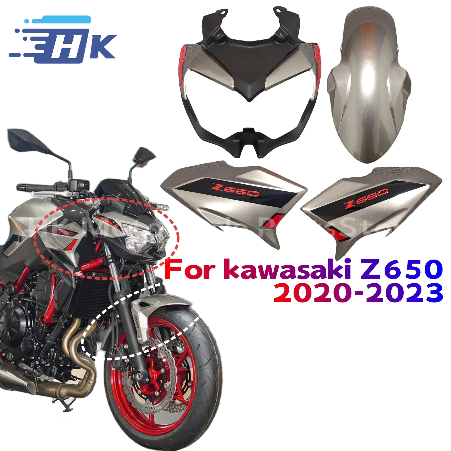 

Для Kawasaki z650 2020 2021 2022 2023 передняя боковая крышка топливный бак газовая панель обтекателя боковая панель Z 650