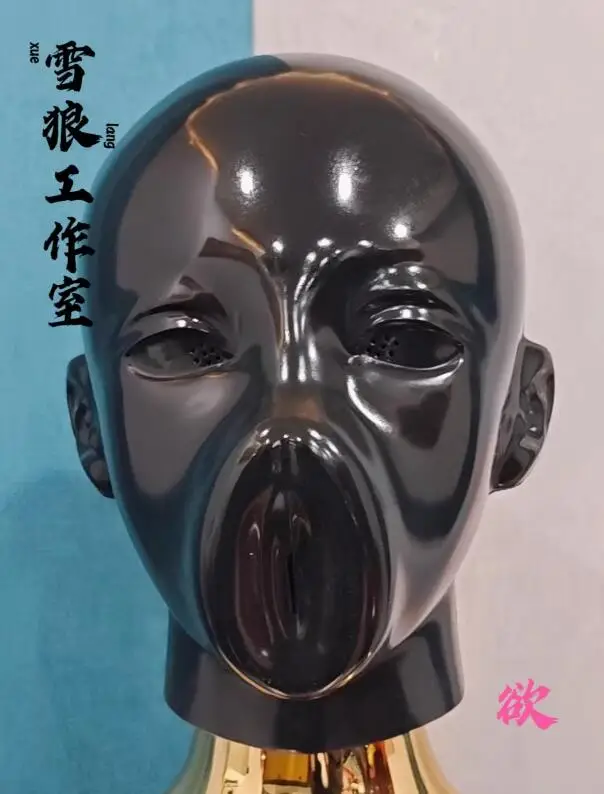 

(Desire) Crossdressing Full Head Black Silicone Cosplay Kigurumi Male To Female Mask With Fake Eyes Transgender Drag Queen