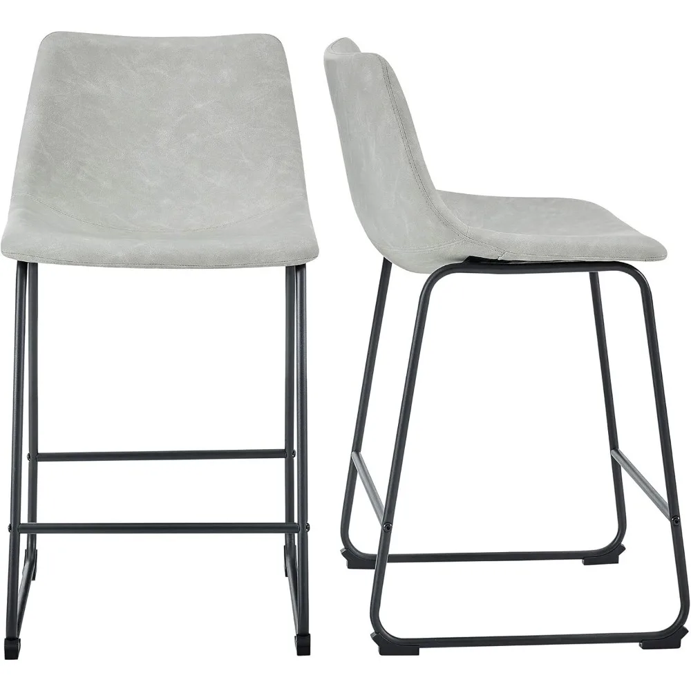 Douglas Urban-Chaises de comptoir sans accoudoirs, en similicuir, industriel, gris, lot de 2