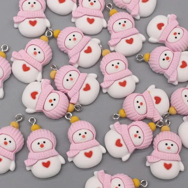 10Pcs resin Christams Charms Cute The Santa Claus Gift reindeer Socks snowflake Snowman Bear Pendant for Jewelry Making Findings