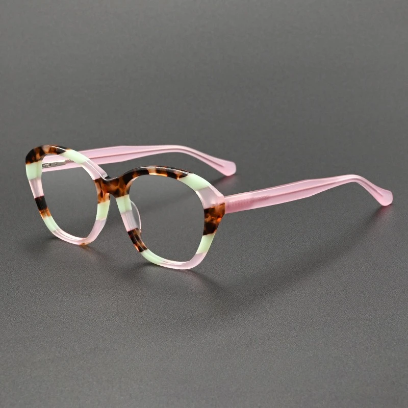 

New Irregular Geometric Colorful Plano Lenses Glasses Ultra-light Acetate Anti Blue Light Glasses Fashion Decorative Eyeglass