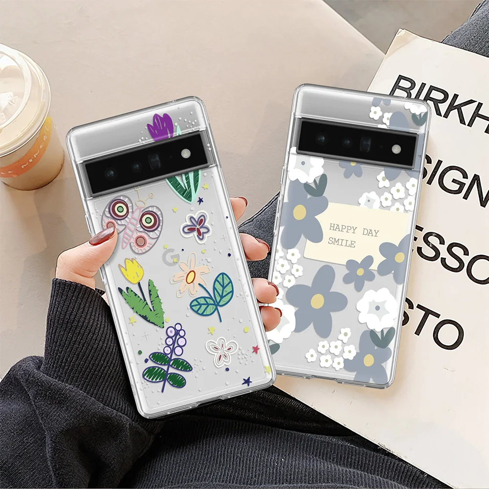 

Flowers and Plants Cases for Google Pixel 8 Pro 7a 7Pro 6a 5 5a 5G 4 3 3a 4a XL Transparent Soft Cover for Google 6 6Pro 7